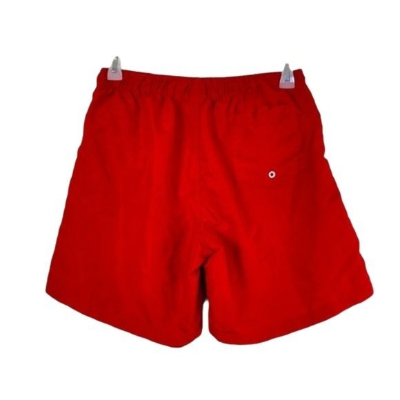 BASIC EDITIONS Red Drawstring Lined Casual Loose Fit Swim Trunk Shorts | Medium - Picture 3 of 4